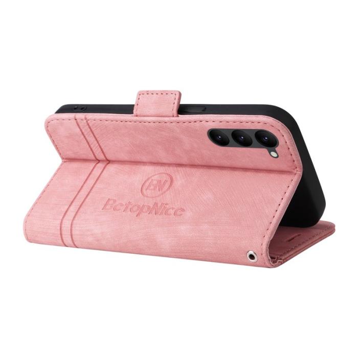 BETOPNICE - BETOPNICE 001 Samsung Galaxy S23 Fodral PU Läder - Rosa
