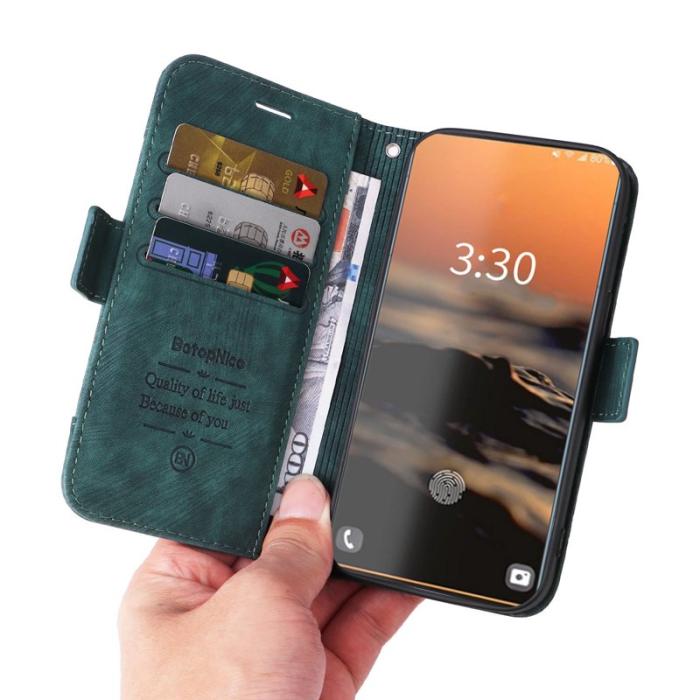 BETOPNICE - BETOPNICE 001 Samsung Galaxy S23 Ultra Fodral Äkta läder - Grön