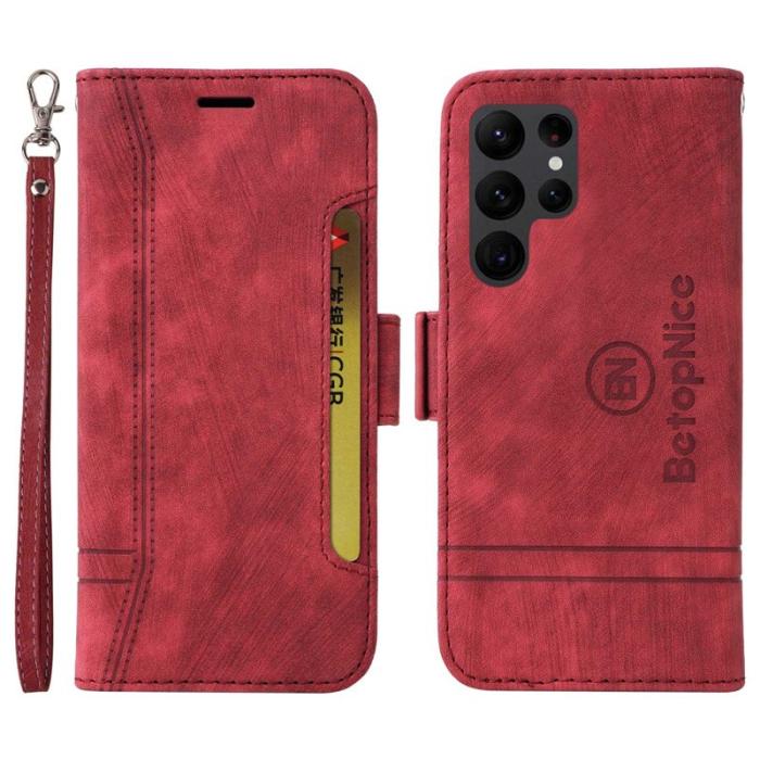 BETOPNICE - BETOPNICE 001 Samsung Galaxy S23 Ultra Fodral - PU Läder - Röd
