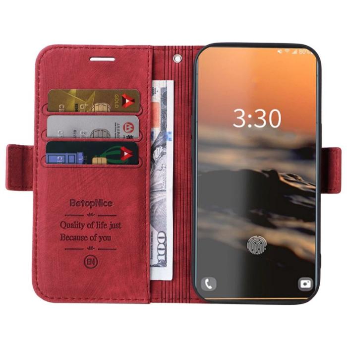 BETOPNICE - BETOPNICE 001 Samsung Galaxy S23 Ultra Fodral - PU Läder - Röd