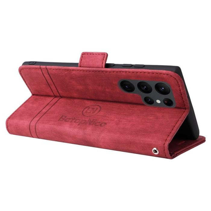 BETOPNICE - BETOPNICE 001 Samsung Galaxy S23 Ultra Fodral - PU Läder - Röd