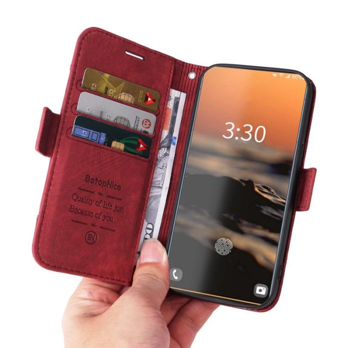 BETOPNICE - BETOPNICE 001 Samsung Galaxy S23 Ultra Fodral - PU Läder - Röd