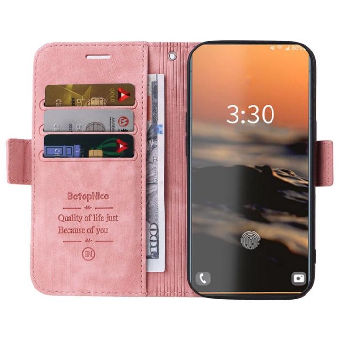 BETOPNICE - BETOPNICE 001 Samsung Galaxy S23 Ultra Fodral PU Läder - Rosa