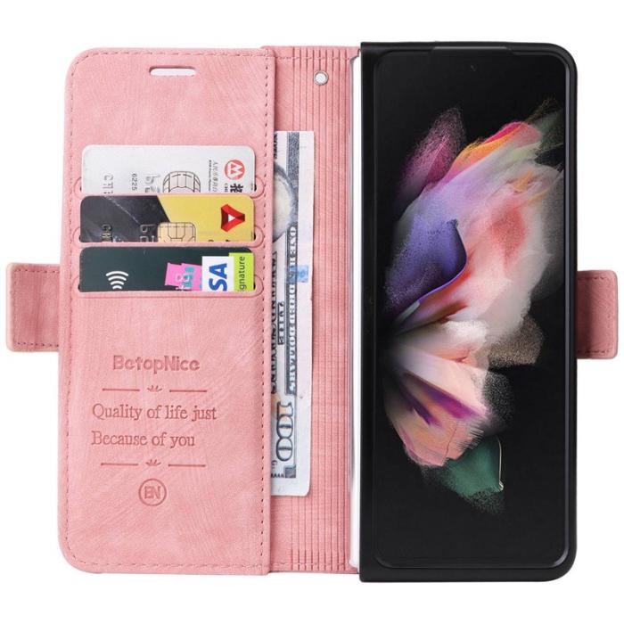 BETOPNICE - BETOPNICE 001 Samsung Galaxy Z Fold3 5G Fodral PU Läder - Pink