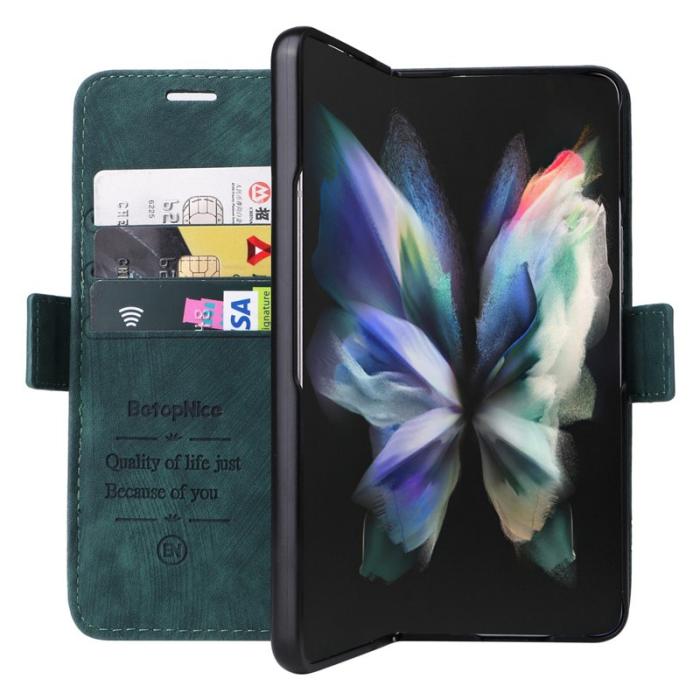 BETOPNICE - BETOPNICE 001 Samsung Galaxy Z Fold3 Fodral PU Läder - Grön