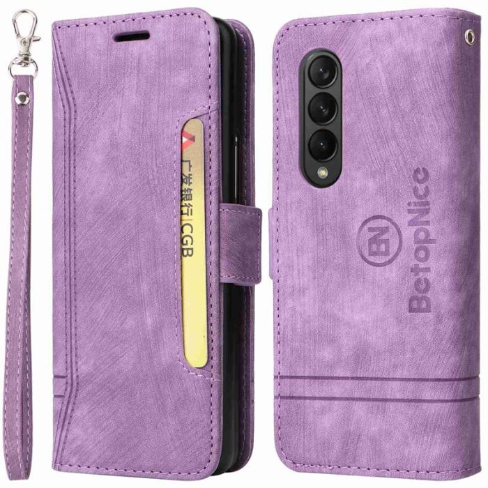 BETOPNICE - BETOPNICE 001 Samsung Galaxy Z Fold3 Fodral - PU Läder - Lila