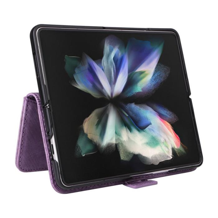 BETOPNICE - BETOPNICE 001 Samsung Galaxy Z Fold3 Fodral - PU Läder - Lila