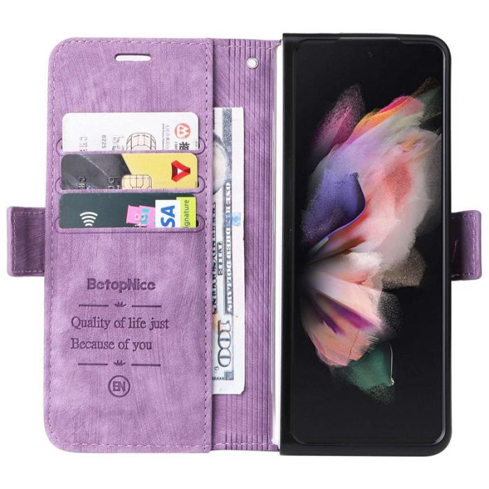 BETOPNICE - BETOPNICE 001 Samsung Galaxy Z Fold3 Fodral - PU Läder - Lila