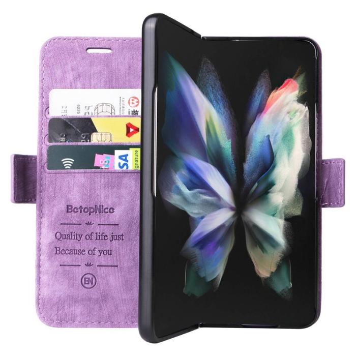 BETOPNICE - BETOPNICE 001 Samsung Galaxy Z Fold3 Fodral - PU Läder - Lila