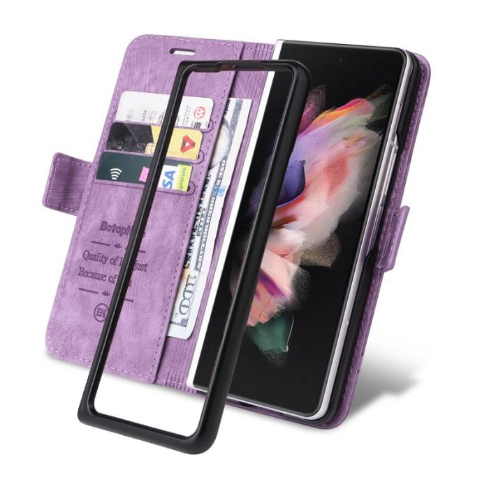 BETOPNICE - BETOPNICE 001 Samsung Galaxy Z Fold3 Fodral - PU Läder - Lila