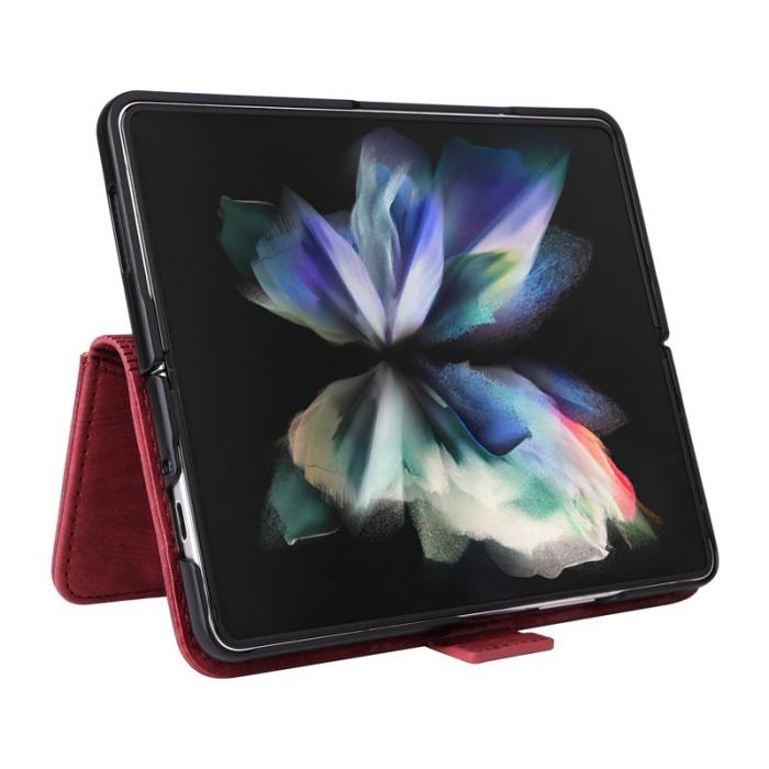 BETOPNICE - BETOPNICE 001 Samsung Galaxy Z Fold3 Fodral PU Läder - Röd