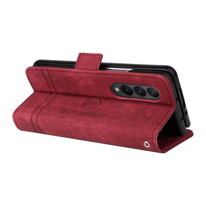 BETOPNICE - BETOPNICE 001 Samsung Galaxy Z Fold3 Fodral PU Läder - Röd
