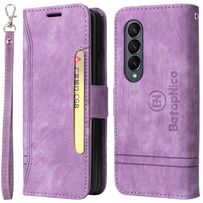 BETOPNICE - BETOPNICE 001 Samsung Galaxy Z Fold4 Fodral PU Läder - Lila