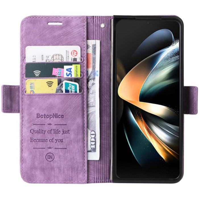 BETOPNICE - BETOPNICE 001 Samsung Galaxy Z Fold4 Fodral PU Läder - Lila