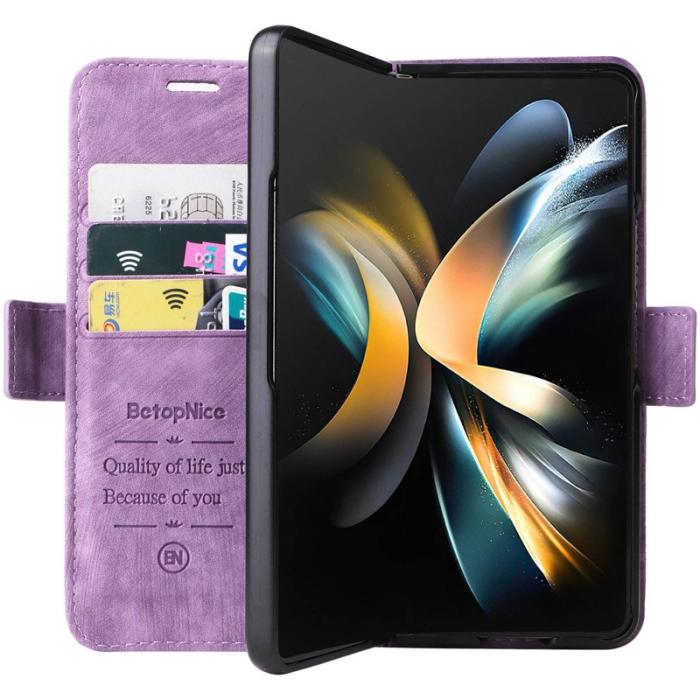 BETOPNICE - BETOPNICE 001 Samsung Galaxy Z Fold4 Fodral PU Läder - Lila
