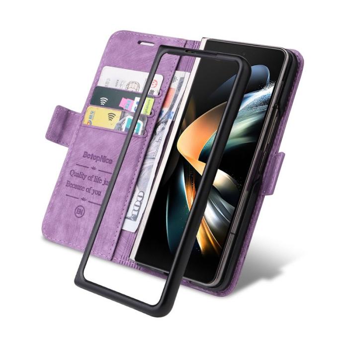 BETOPNICE - BETOPNICE 001 Samsung Galaxy Z Fold4 Fodral PU Läder - Lila
