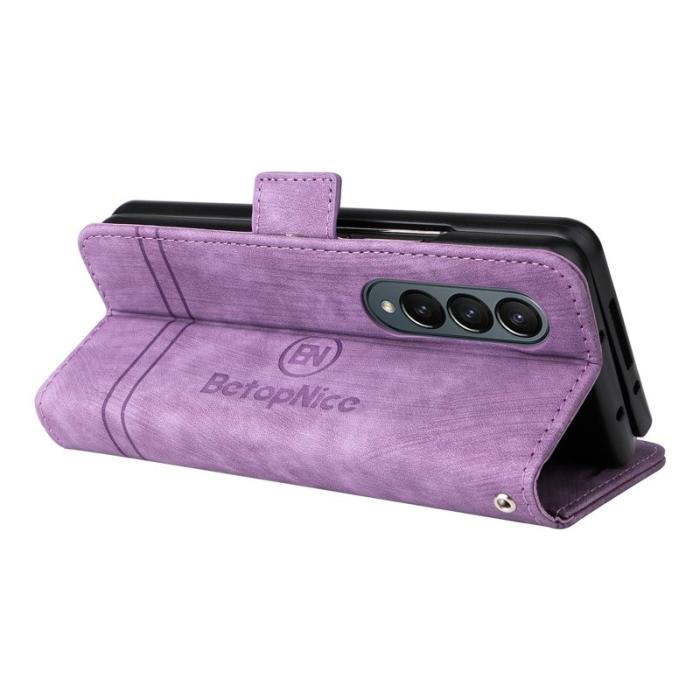 BETOPNICE - BETOPNICE 001 Samsung Galaxy Z Fold4 Fodral PU Läder - Lila