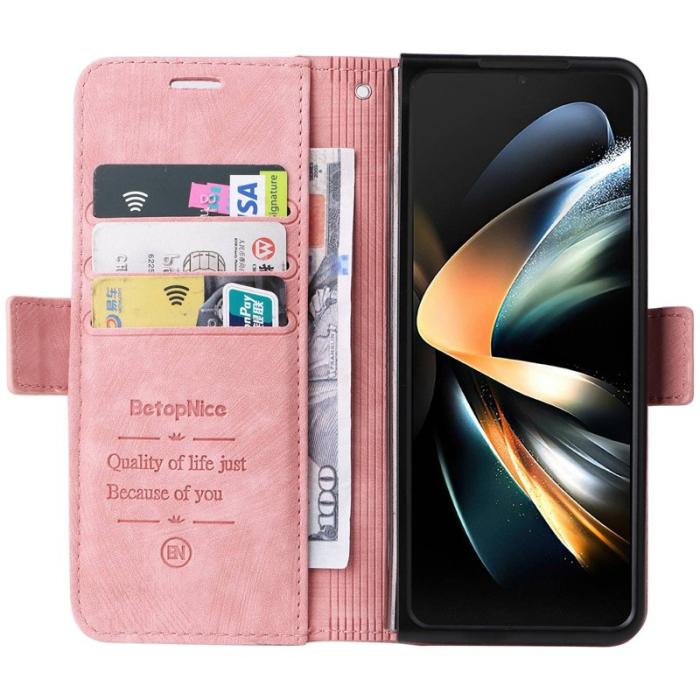 BETOPNICE - BETOPNICE 001 Samsung Galaxy Z Fold4 Fodral - PU Läder - Pink