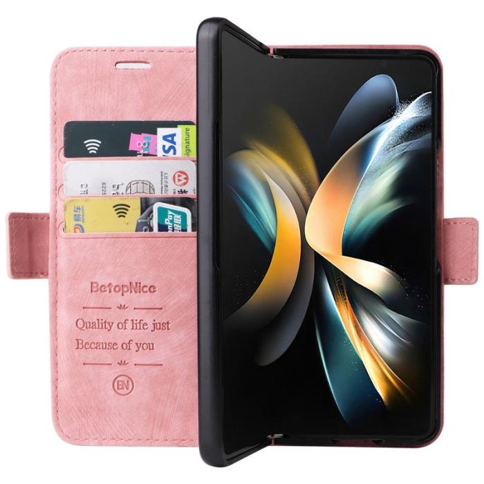 BETOPNICE - BETOPNICE 001 Samsung Galaxy Z Fold4 Fodral - PU Läder - Pink