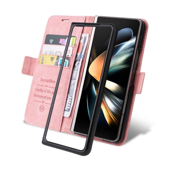 BETOPNICE - BETOPNICE 001 Samsung Galaxy Z Fold4 Fodral - PU Läder - Pink