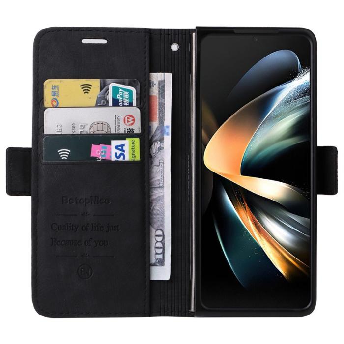 BETOPNICE - BETOPNICE 001 Samsung Galaxy Z Fold4 Fodral - PU Läder - Svart