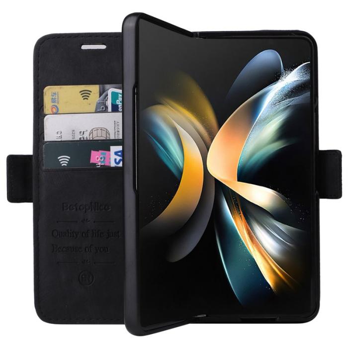 BETOPNICE - BETOPNICE 001 Samsung Galaxy Z Fold4 Fodral - PU Läder - Svart