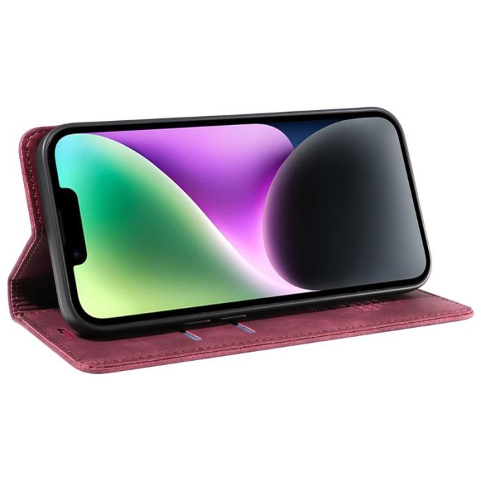 BETOPNICE - BETOPNICE 003 för iPhone 15 Fodral i PU-läder - Röd