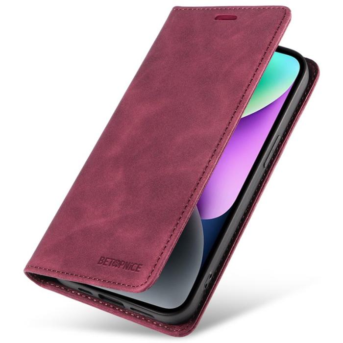 BETOPNICE - BETOPNICE 003 för iPhone 15 Fodral i PU-läder - Röd