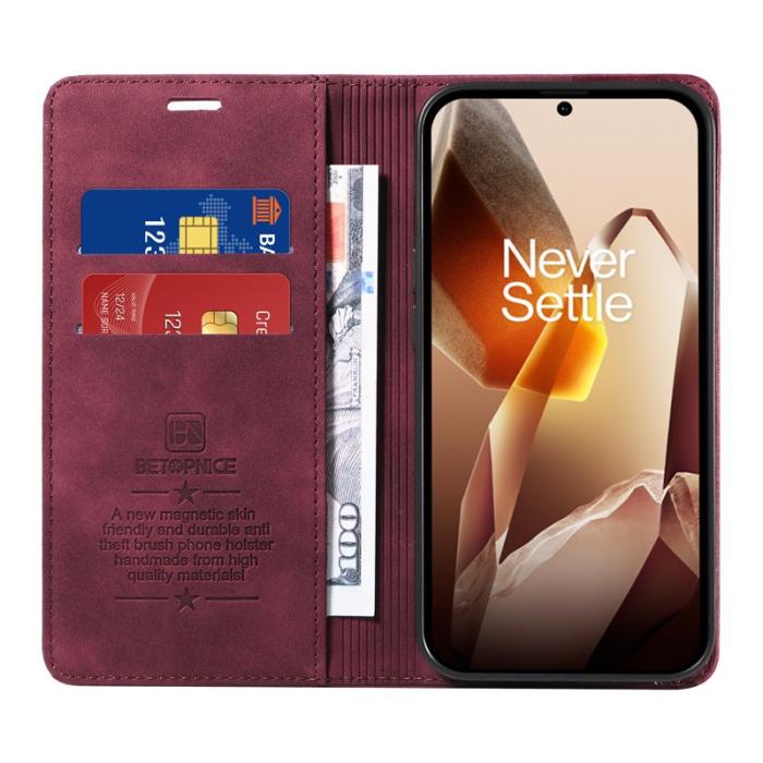 BETOPNICE - BETOPNICE 003 för OnePlus 13 Fodral i läder - Röd
