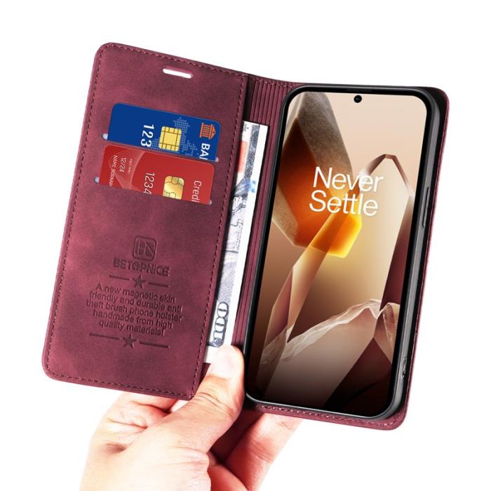 BETOPNICE - BETOPNICE 003 för OnePlus 13 Fodral i läder - Röd