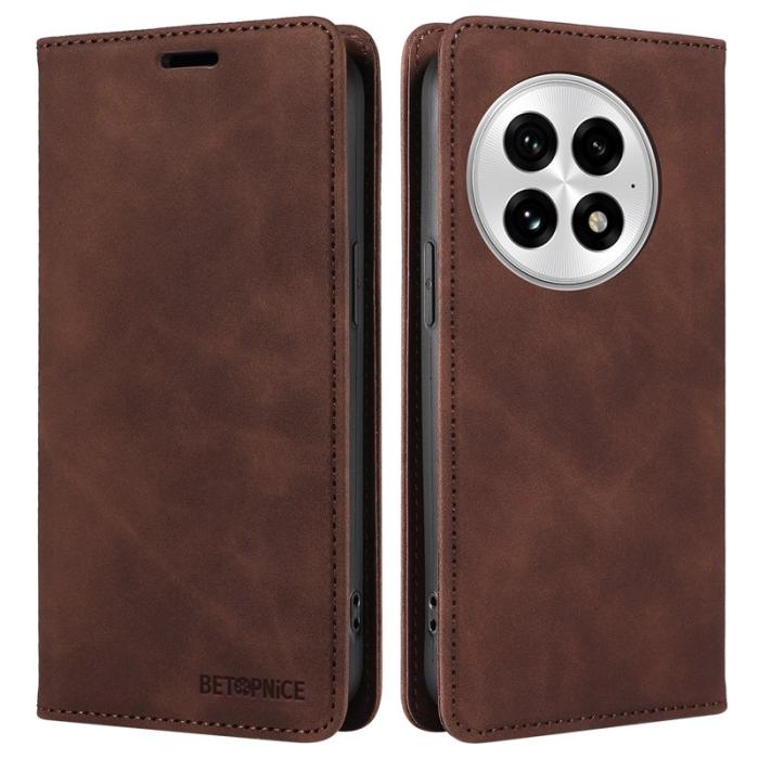 BETOPNICE - BETOPNICE 003 för OnePlus 13 Wallet Fodral Äkta läder - Brun