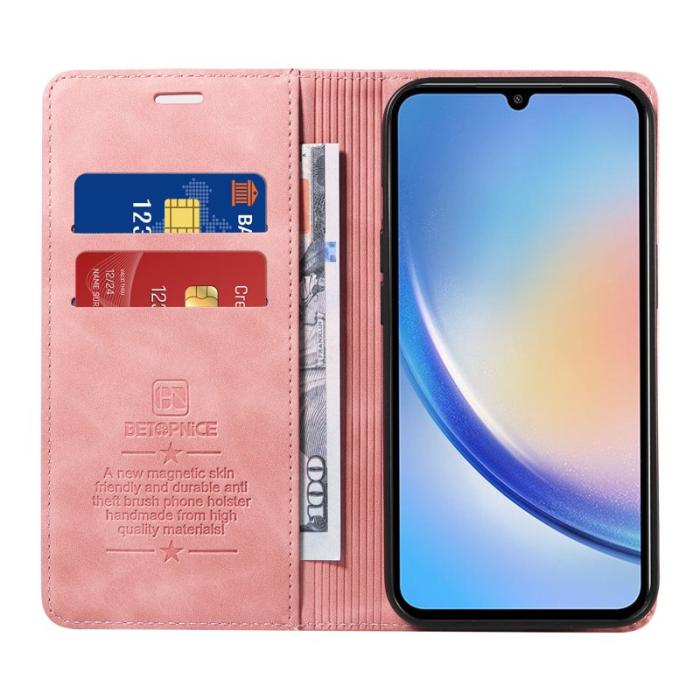 BETOPNICE - BETOPNICE 003 för Samsung Galaxy A34 5G Fodral - PU Läder - Pink