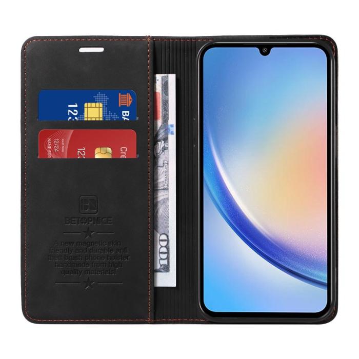 BETOPNICE - BETOPNICE 003 för Samsung Galaxy A34 5G Fodral - PU Läder - Svart