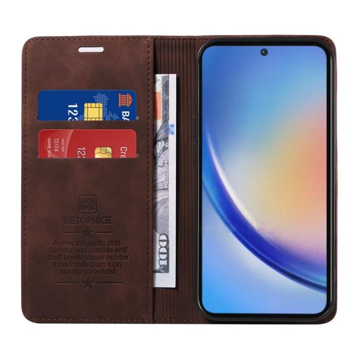 BETOPNICE - BETOPNICE 003 för Samsung Galaxy A35 5G Fodral - Äkta läder - Brun