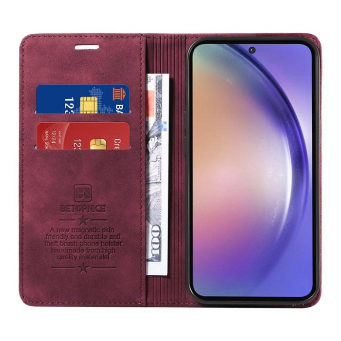 BETOPNICE - BETOPNICE 003 för Samsung Galaxy A55 5G Fodral Äkta läder - Röd