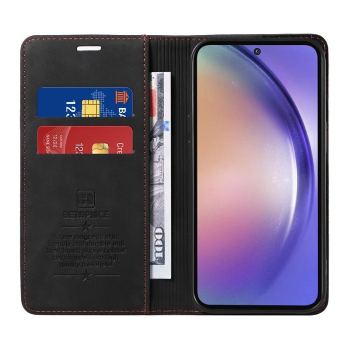 BETOPNICE - BETOPNICE 003 för Samsung Galaxy A55 5G Fodral Äkta läder - Svart