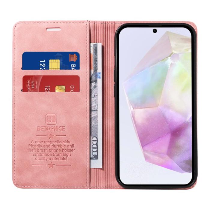 BETOPNICE - BETOPNICE 003 för Samsung Galaxy A56 5G Fodral Äkta läder - Rosa