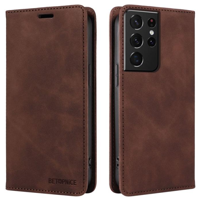 BETOPNICE - BETOPNICE 003 för Samsung Galaxy S21 Ultra 5G Fodral - Äkta läder - Brun