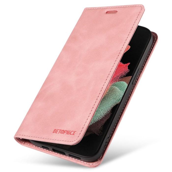 BETOPNICE - BETOPNICE 003 för Samsung Galaxy S21 Ultra 5G Fodral - Äkta läder - Rosa