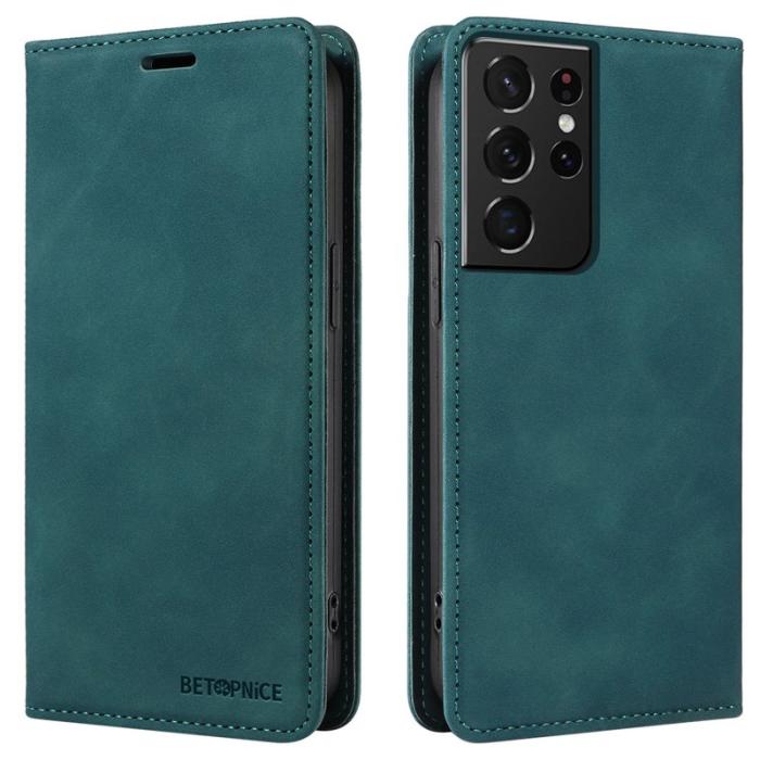 BETOPNICE - BETOPNICE 003 för Samsung Galaxy S21 Ultra Fodral Äkta läder - Grön