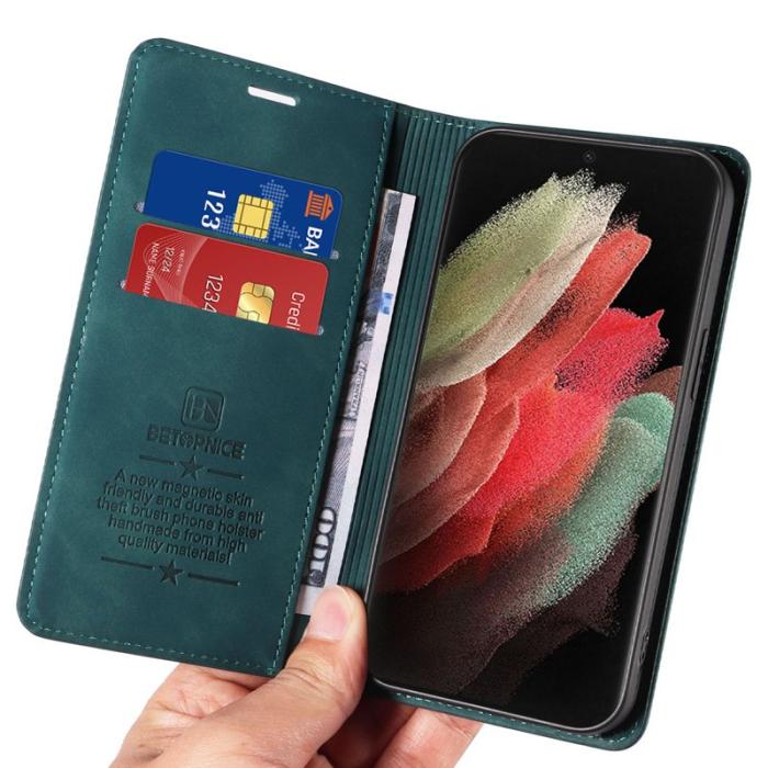 BETOPNICE - BETOPNICE 003 för Samsung Galaxy S21 Ultra Fodral Äkta läder - Grön