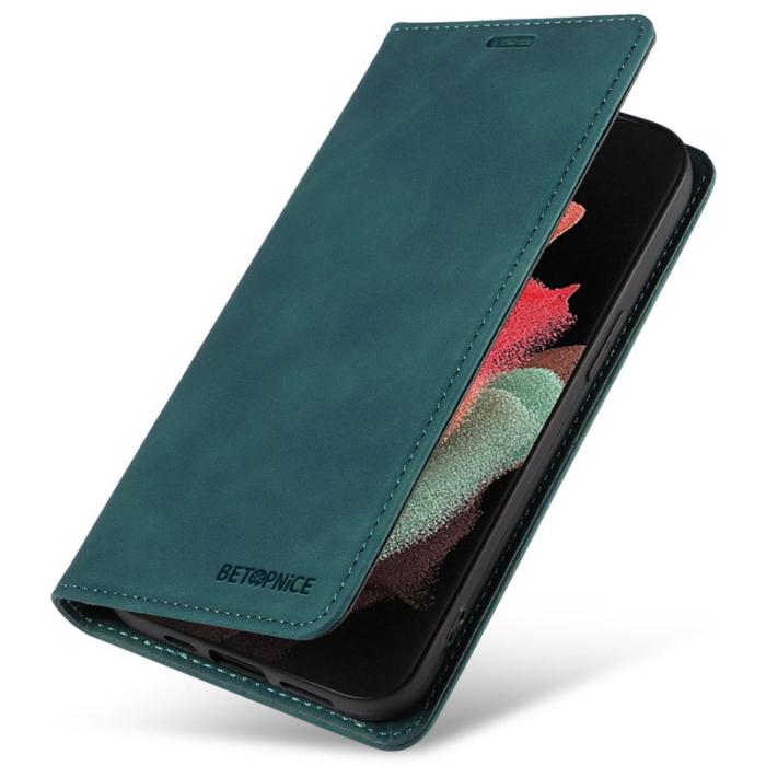 BETOPNICE - BETOPNICE 003 för Samsung Galaxy S21 Ultra Fodral Äkta läder - Grön