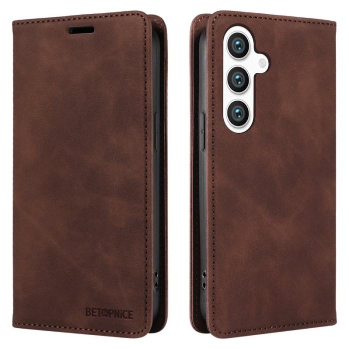 BETOPNICE - BETOPNICE 003 för Samsung Galaxy S24 Fodral Äkta läder - Brun