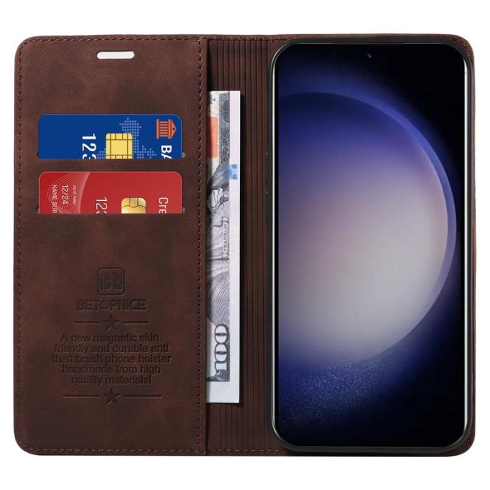 BETOPNICE - BETOPNICE 003 för Samsung Galaxy S24 Fodral Äkta läder - Brun