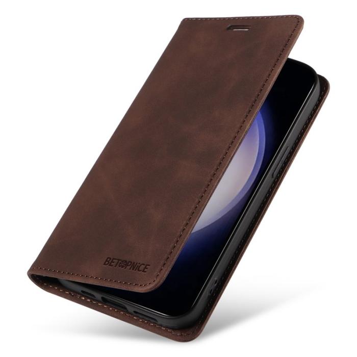 BETOPNICE - BETOPNICE 003 för Samsung Galaxy S24 Fodral Äkta läder - Brun