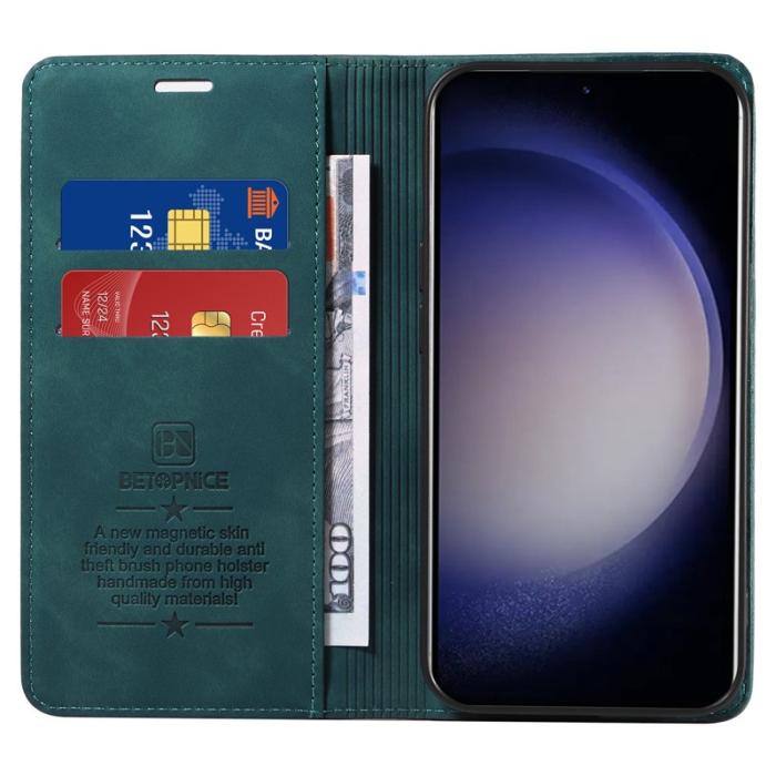 BETOPNICE - BETOPNICE 003 för Samsung Galaxy S24 Fodral Äkta läder - Grön