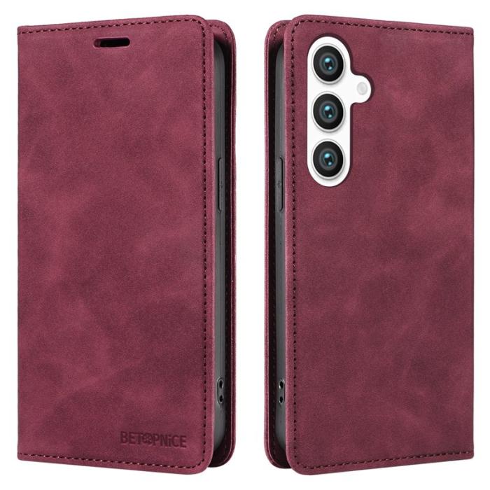 BETOPNICE - BETOPNICE 003 för Samsung Galaxy S24 Fodral Äkta läder - Röd