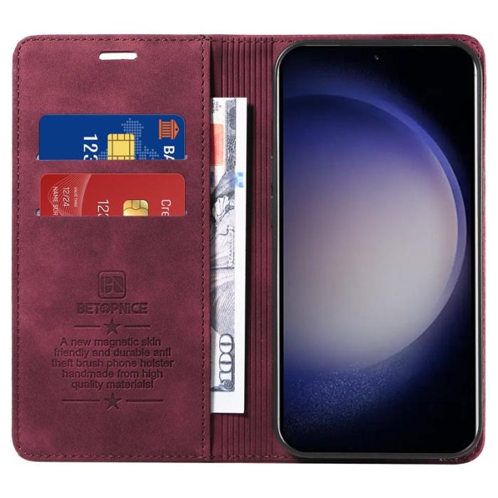 BETOPNICE - BETOPNICE 003 för Samsung Galaxy S24 Fodral Äkta läder - Röd