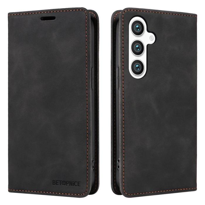 BETOPNICE - BETOPNICE 003 för Samsung Galaxy S24+ Fodral Äkta läder - Svart