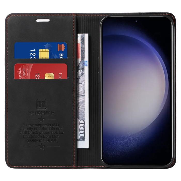BETOPNICE - BETOPNICE 003 för Samsung Galaxy S24+ Fodral Äkta läder - Svart